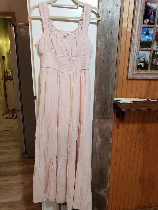 Aeropostale Dresses & Skirts - Aeropostale Light Pink Smocked Maxi Dress Large Babydoll Milkmaid
